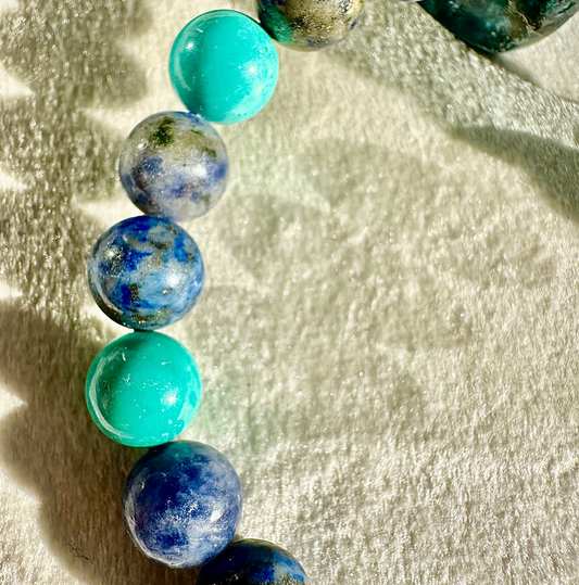 THROAT CHAKRA 第五チャクラエネルギー天然石パワーストーンブレスレット【パワーストーン4個おまけ付】