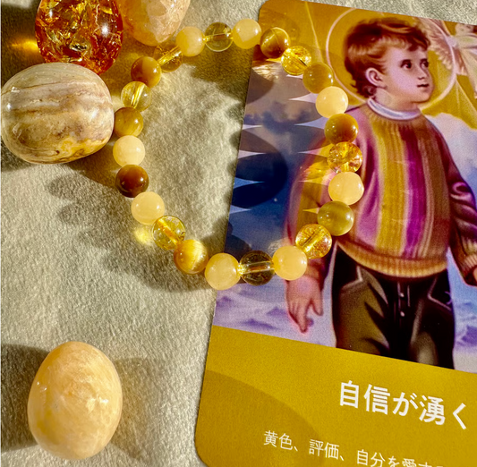 SOLAR PLEXUS CHAKRA 第三チャクラエネルギーブレスレット天然石パワーストーン【パワーストーン4個おまけ付】