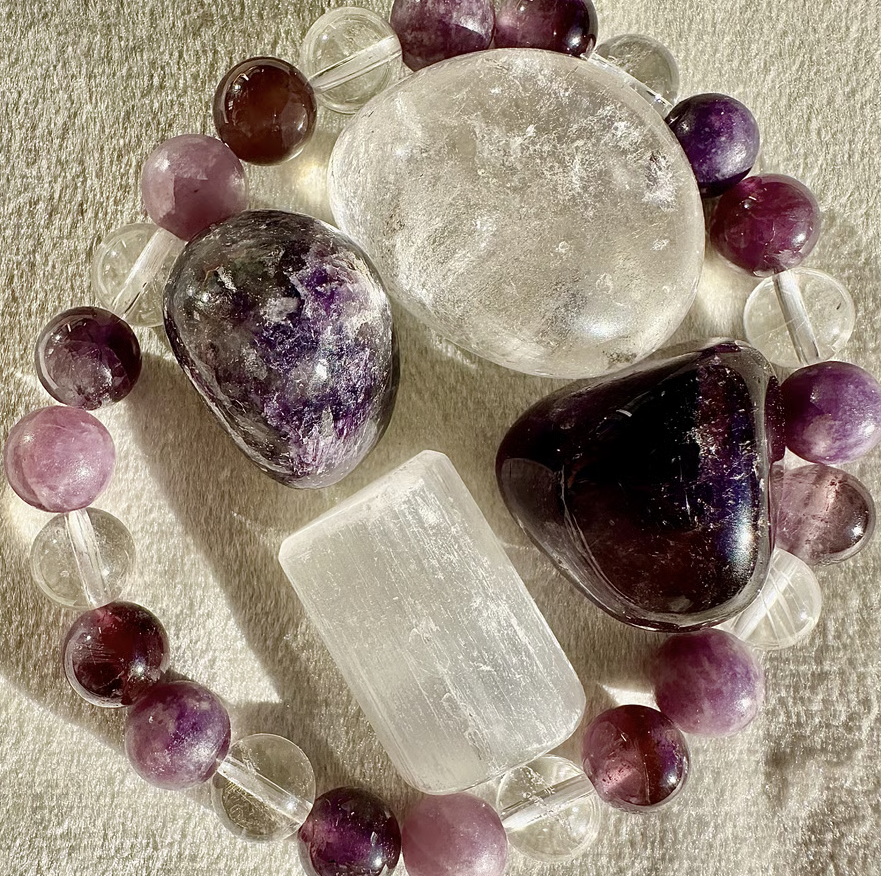 CROWN CHAKRA 第七チャクラエネルギー天然石ブレスレットパワーストーン【パワーストーン４個おまけ付】