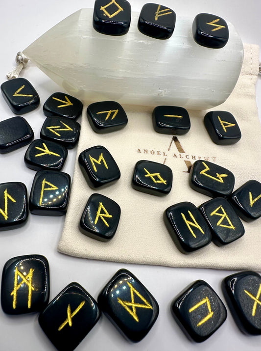 【スペイン発・全世界送料無料】ルーン文字おまじない講座(ブラックジャスパー)