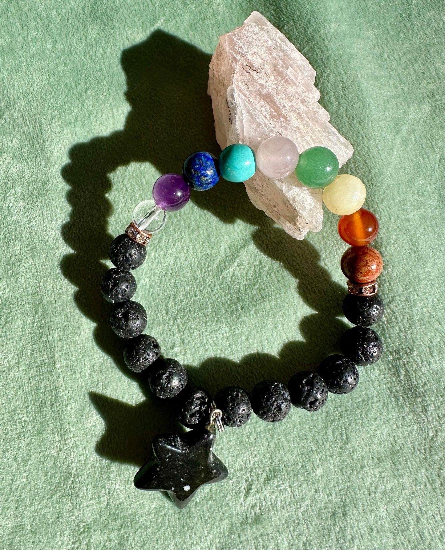 【スペイン発・全世界送料無料】チャクラエネルギー調整ブレスレット(スターオブシディアン)