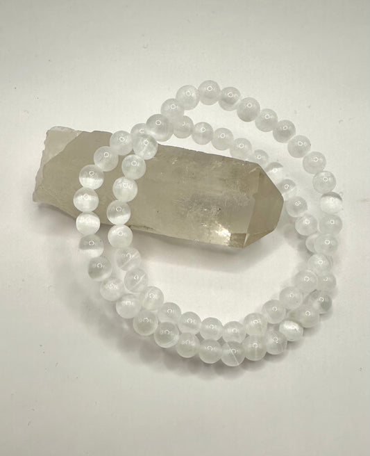 月の光を宿す石セレナイトブレスレット4-5mm