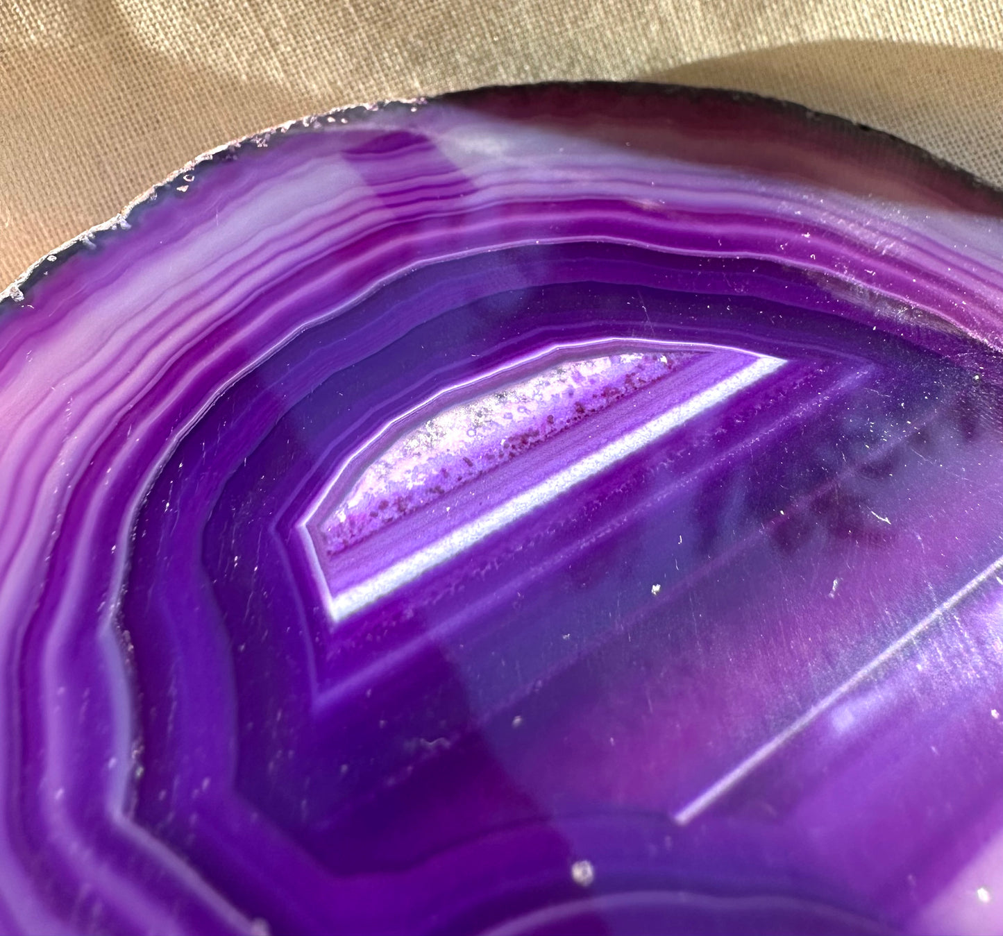 【訳あり品１点のみ送料込】アゲートプレートむらさき