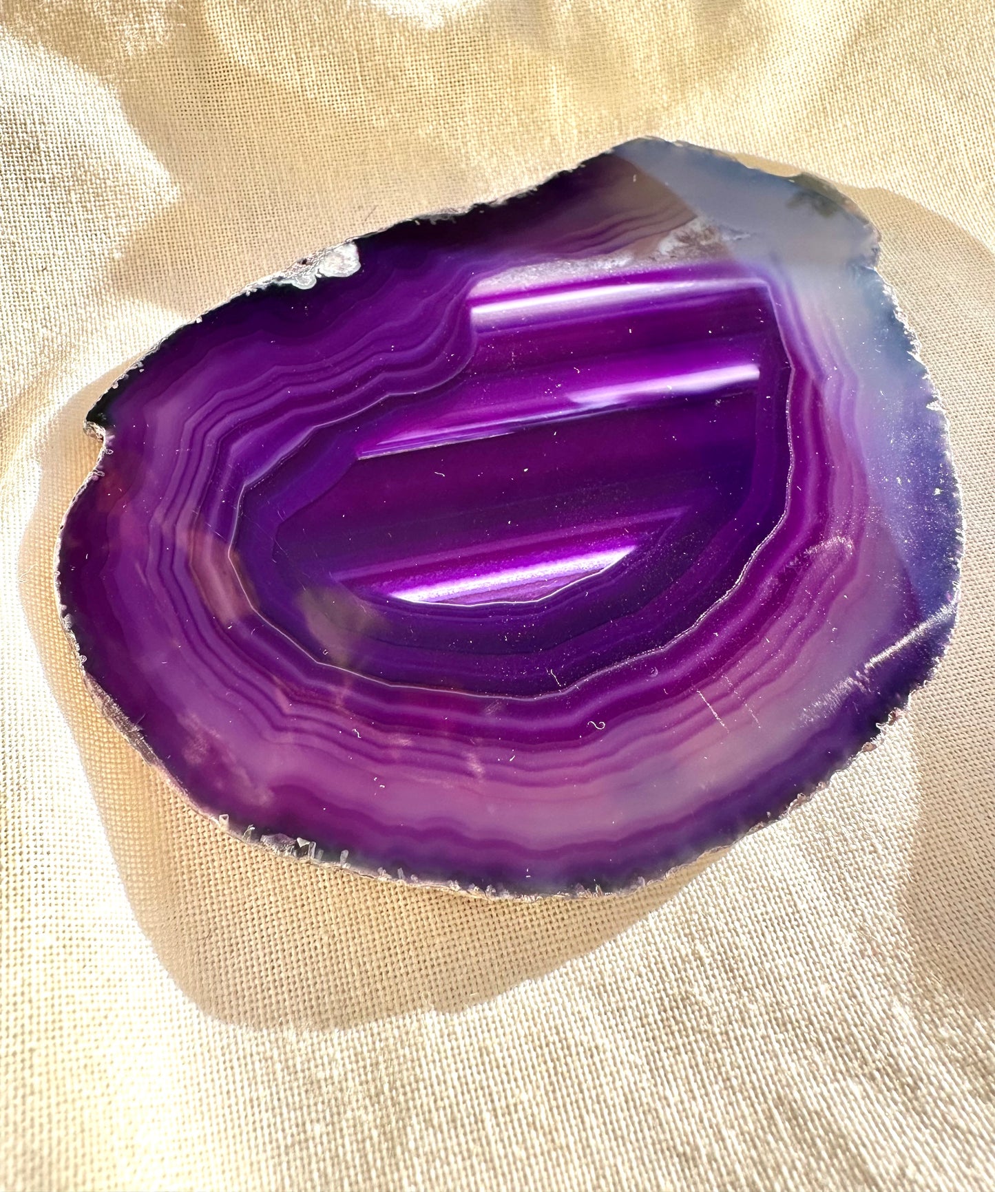 【訳あり品１点のみ送料込】アゲートプレートむらさき