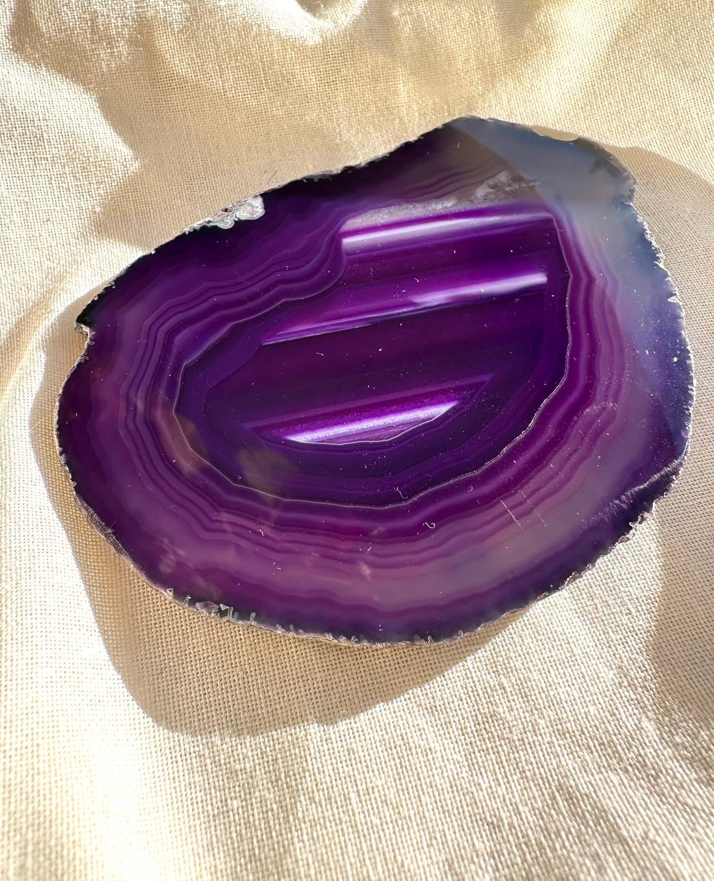 【訳あり品１点のみ送料込】アゲートプレートむらさき